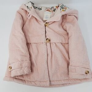 THE PRAIRIE RACHEL ASHWELL BLUSH PINK CORDUROY HOODED JACKET COAT GIRLS  2T